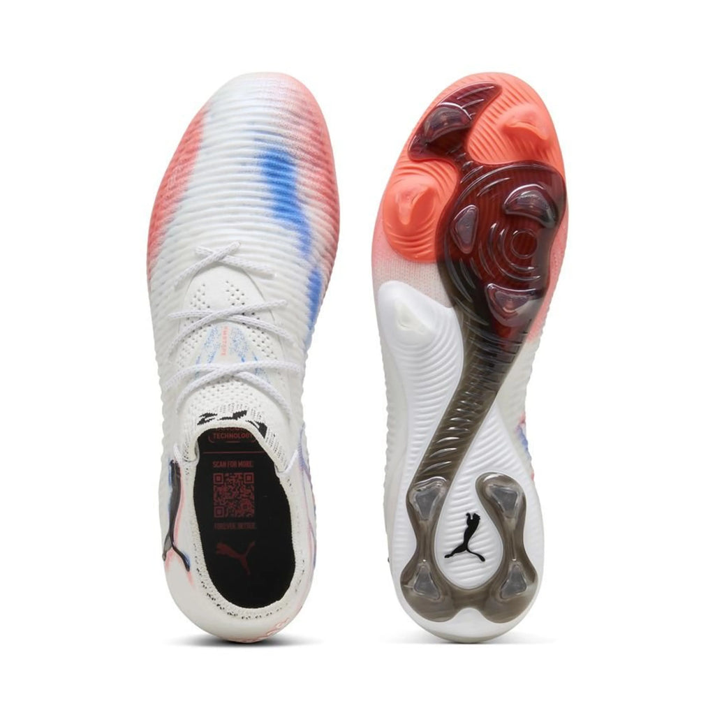 Puma Future 8 Ultimate FG Firm Ground Soccer Cleat- Puma White/Puma Black/Glowing Red